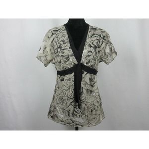 Ann Taylor Top Attached Cami Black & Beige Size 6